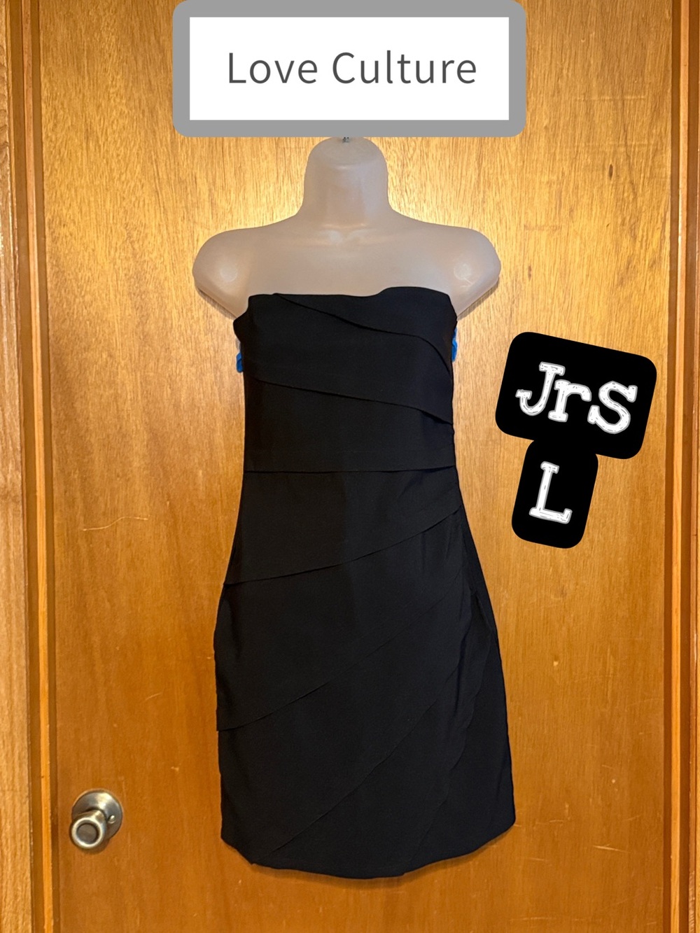 Love Culture Strapless Black Bandage Style Sheath Dress Jrs L